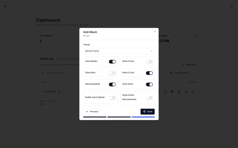 OM Gallery - guest upload or QR flow screenshot