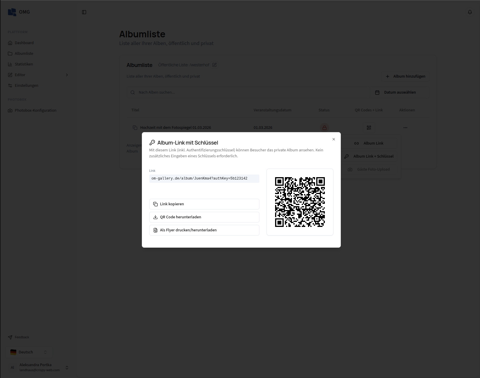 OM Gallery — branded gallery presentation screenshot