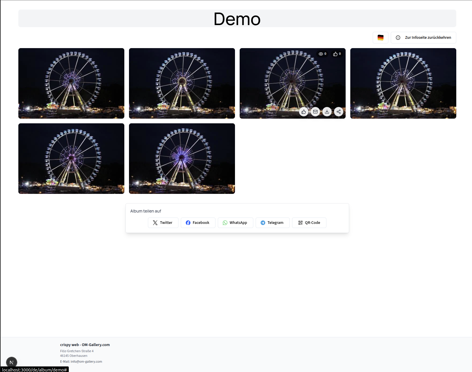 OM Gallery — client gallery view screenshot